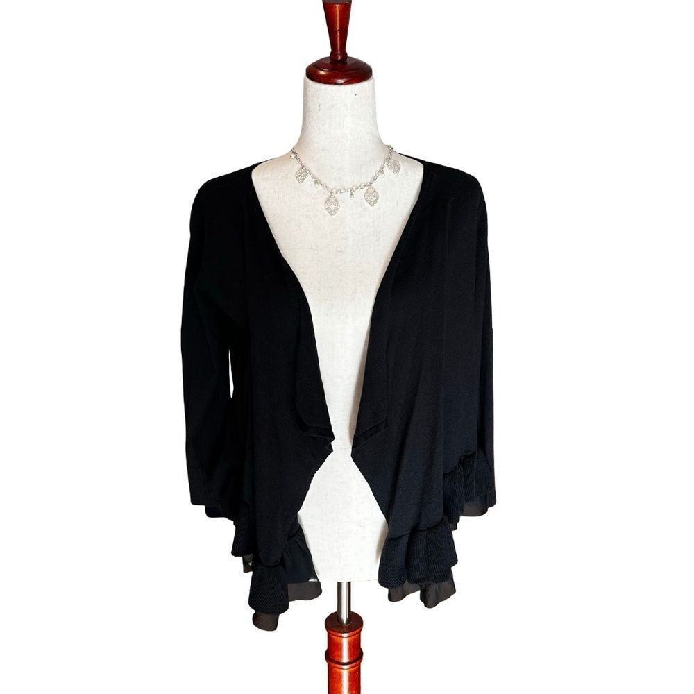 American Eagle Women's Black Long Sleeve Open Front Cardigan Small-Petite